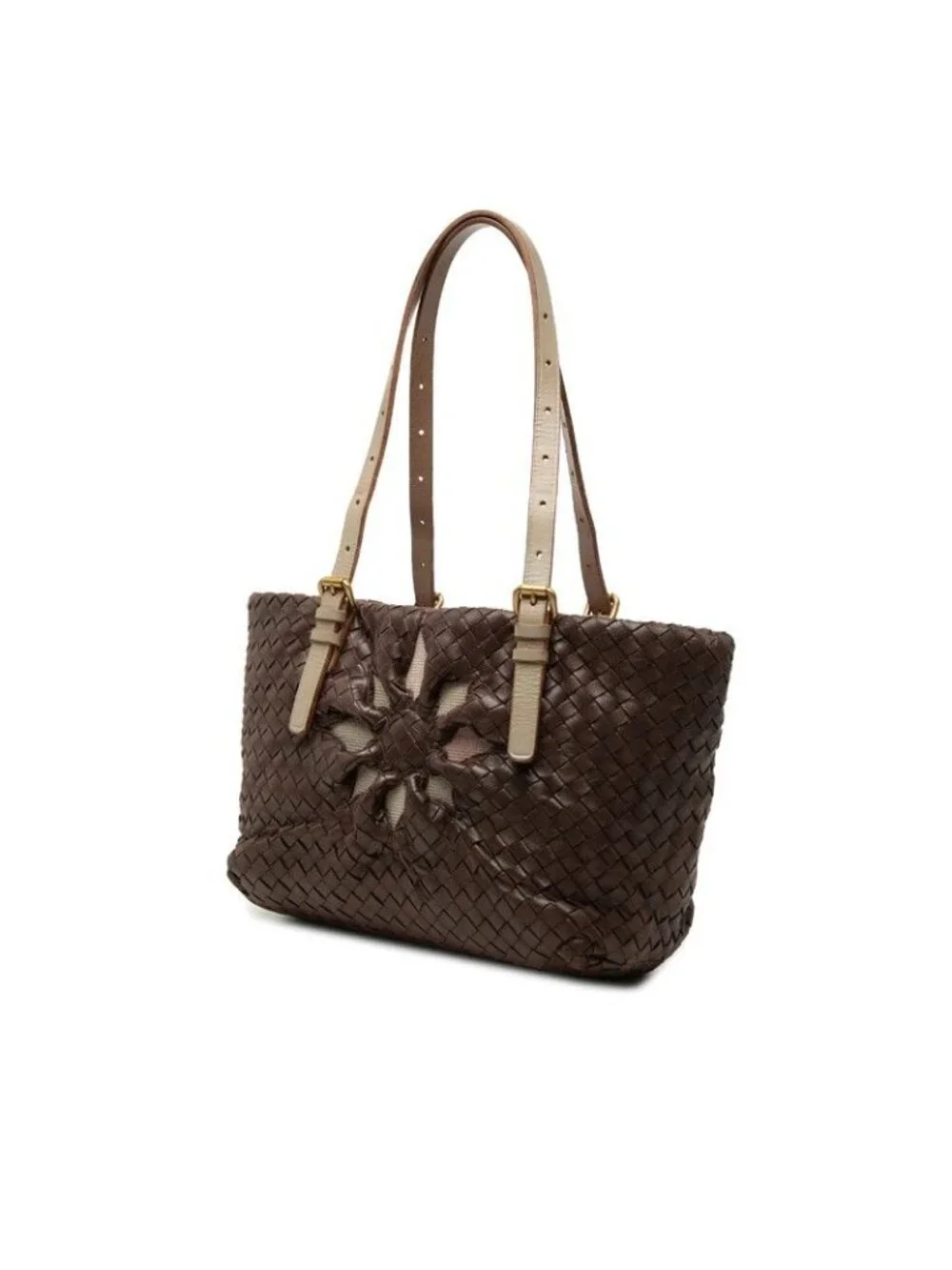 Bottega Veneta Intrecciato Marchese Tote Shoulder Bag Brown Leather
